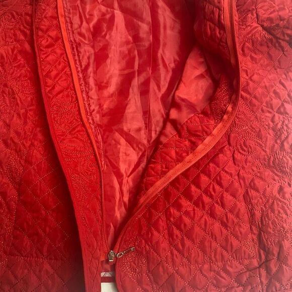 R.Q.T. Quilted‎ Embroidered Zip Up Collared Blazer Red Size Small Petite Pockets - Picture 13 of 14